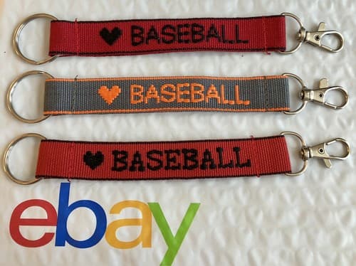 ❤️ BASEBALL Personalized Embroidered Strap Key Rings Keychains Attachment Clasp - Image 1