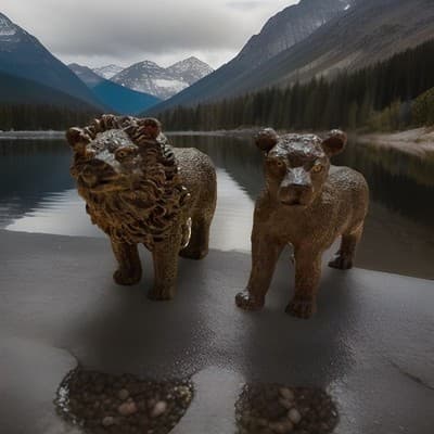 Lion & Bear Resin Figures - Thumbnail 2