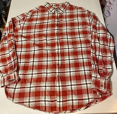 Croft & Barrow Shirt Mens XL Red Plaid Flannel Long Sleeve Button Up Casual - Image 1