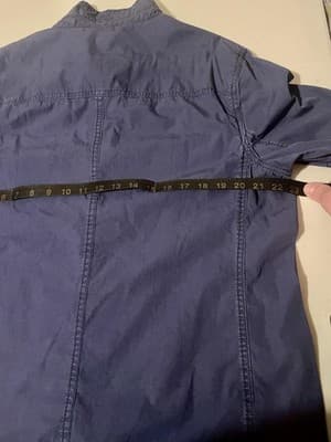 Merona Military Jacket Mens Large Blue Cotton Canvas Button Front Field Casual - Thumbnail 5