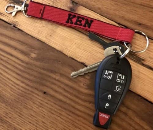 ❤️ BASKETBALL Personalized Embroidered Strap Key Ring Keychain Attachment Clasp - Thumbnail 3