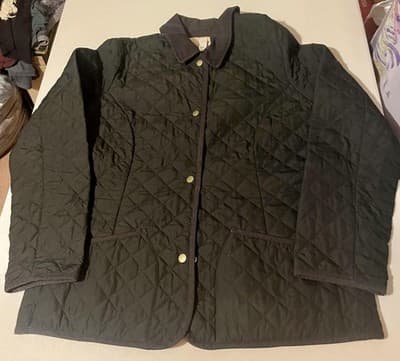 Old Navy Jacket women XL black Quilted Snap Front Corduroy Collar Lined Insulate - Image 1