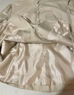 Adrianna Papell Jacket Womens 16W Beige Linen Blend Button Front Lace Up Waist - Thumbnail 7