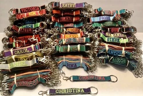 ❤️FOOTBALL Personalized Embroidered Strap Key Rings Keychains w Attachment Clasp - Thumbnail 2