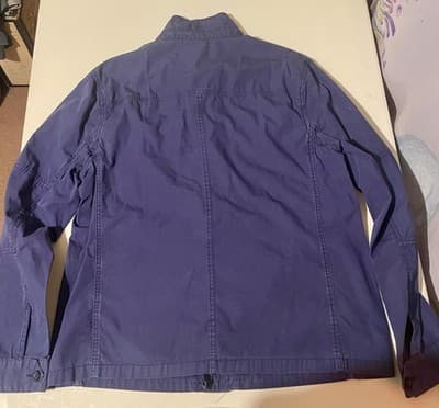 Merona Military Jacket Mens Large Blue Cotton Canvas Button Front Field Casual - Thumbnail 2