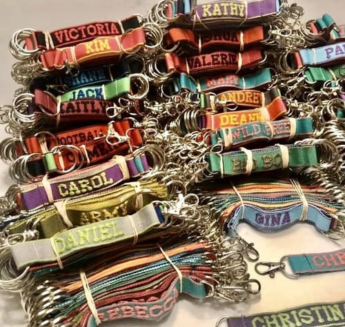 ❤️ BASKETBALL Personalized Embroidered Strap Key Ring Keychain Attachment Clasp - Thumbnail 4