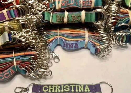 ❤️ BASKETBALL Personalized Embroidered Strap Key Ring Keychain Attachment Clasp - Thumbnail 5