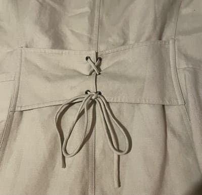 Adrianna Papell Jacket Womens 16W Beige Linen Blend Button Front Lace Up Waist - Thumbnail 9