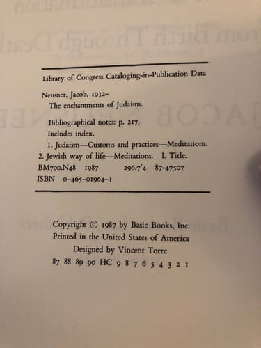 Enchantments Of Judaism 1st Edition Hardcover JACOB Neusner - Thumbnail 3