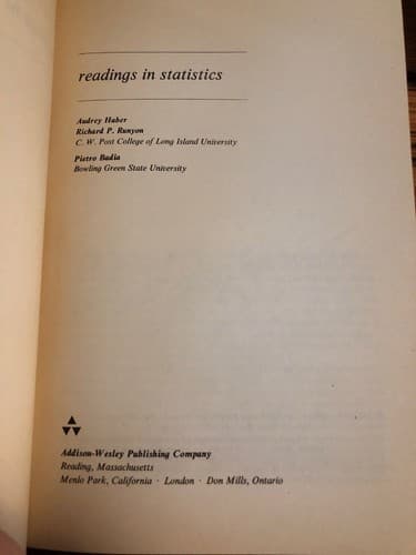 Readings in Statistics Haber Runyon Badia 1970 Softcover 1st Edition - Thumbnail 2