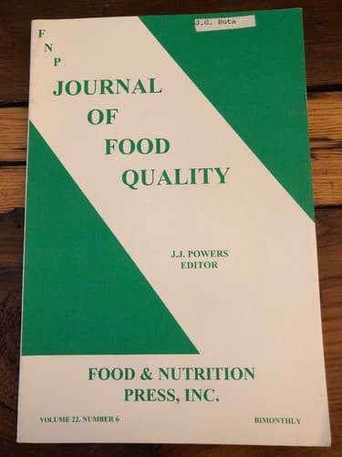 Journal of Food Quality Vol 22, #6 1999 Softcover - Image 1