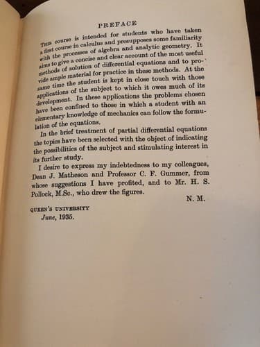 A First Course in Differential Equations 1936 1st British Printing Oxford HC - Thumbnail 3