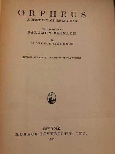 Orpheus, A History of Religions, Man's Beliefs & Taboos S. Reinado 1930 HC - Thumbnail 2