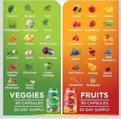 Superfood MD Fruits and Veggies Supplement - 90 Fruit and 90 Veggie Ct Exp 3/27 - Thumbnail 4