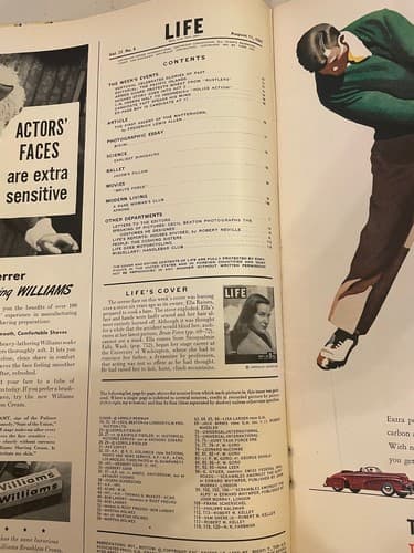 Vintage Life Magazine - August 11, 1947 Ella Raines, Matterhorn, bikini photo sh - Thumbnail 3