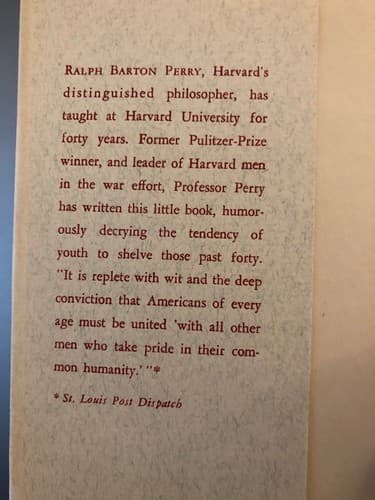 Plea for an age movement 1942 1st ed. Ralph Barton Perry (Author) - Thumbnail 2