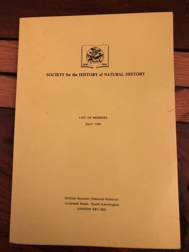 SOCIETY FOR THE HISTORY OF NATURAL HISTORY: MEMBERS April 1986 - Image 1