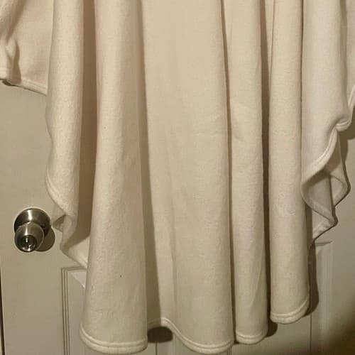 Northern Trails Women vtg Cream Poncho shawl cape One Size fits all black collar - Thumbnail 10