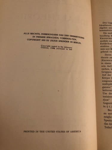 Idealtheorie Ergebnisse der Mathematik und ihrer Grenzgebiete Krull 1948 Chelsea - Thumbnail 3