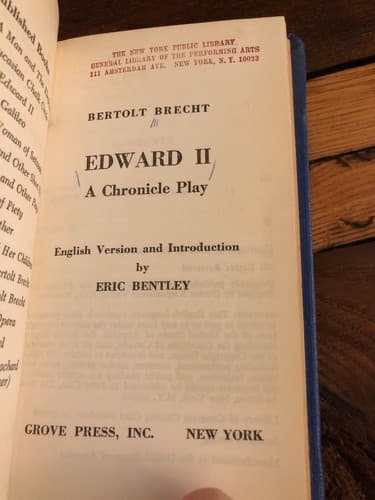 Edward II By Brecht. Softcover That’s Been Professionally Bound Into a HC - Thumbnail 4