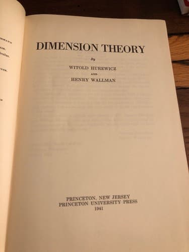 Dimension Theory Hurewicz Wallman 1959 Princeton Hardcover - Thumbnail 2