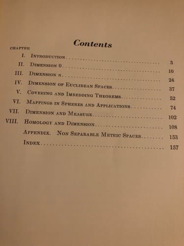 Dimension Theory Hurewicz Wallman 1959 Princeton Hardcover - Thumbnail 5