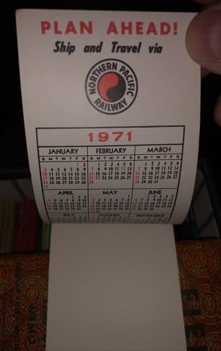 1970 NP Northern Pacific Railroad note pad with calendar - Thumbnail 3