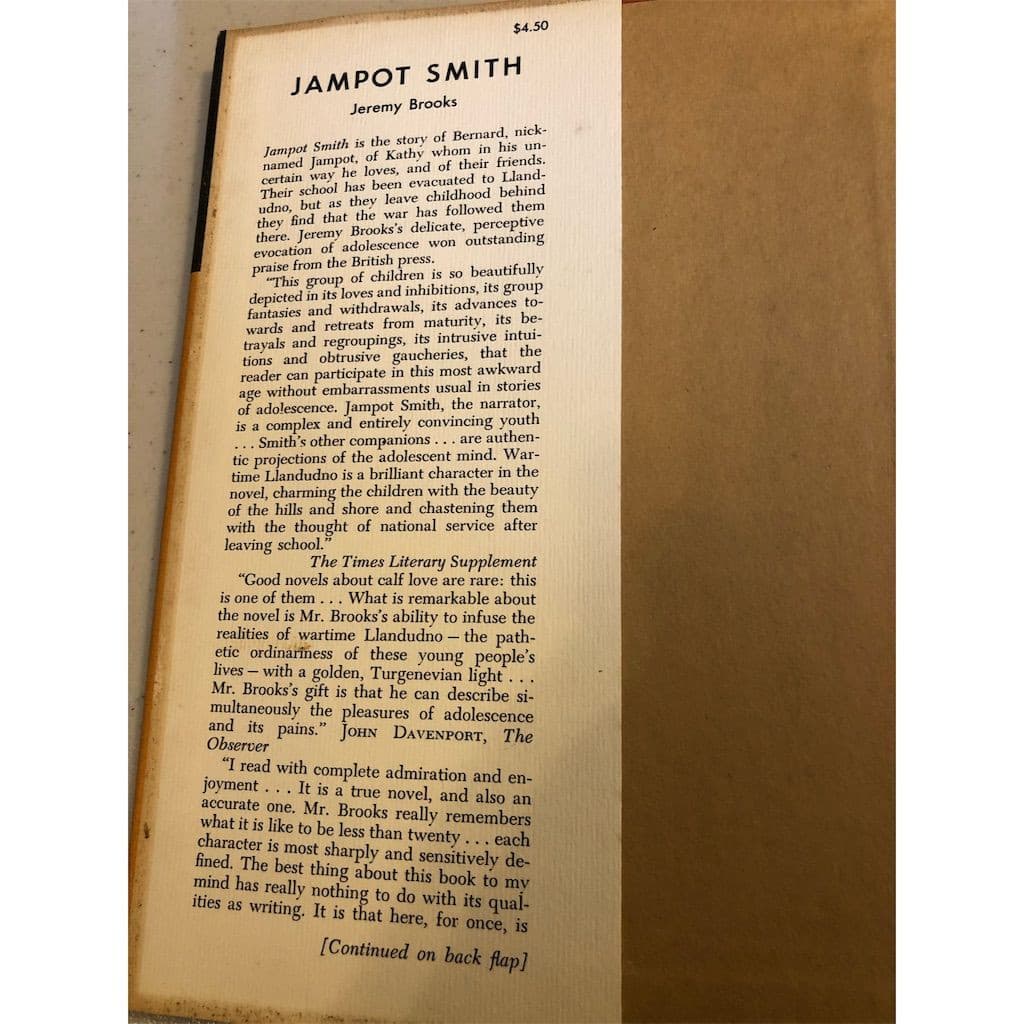 Jampot Smith: A Novel by Jeremy Brooks Hardcover Vintage Fiction - Thumbnail 4