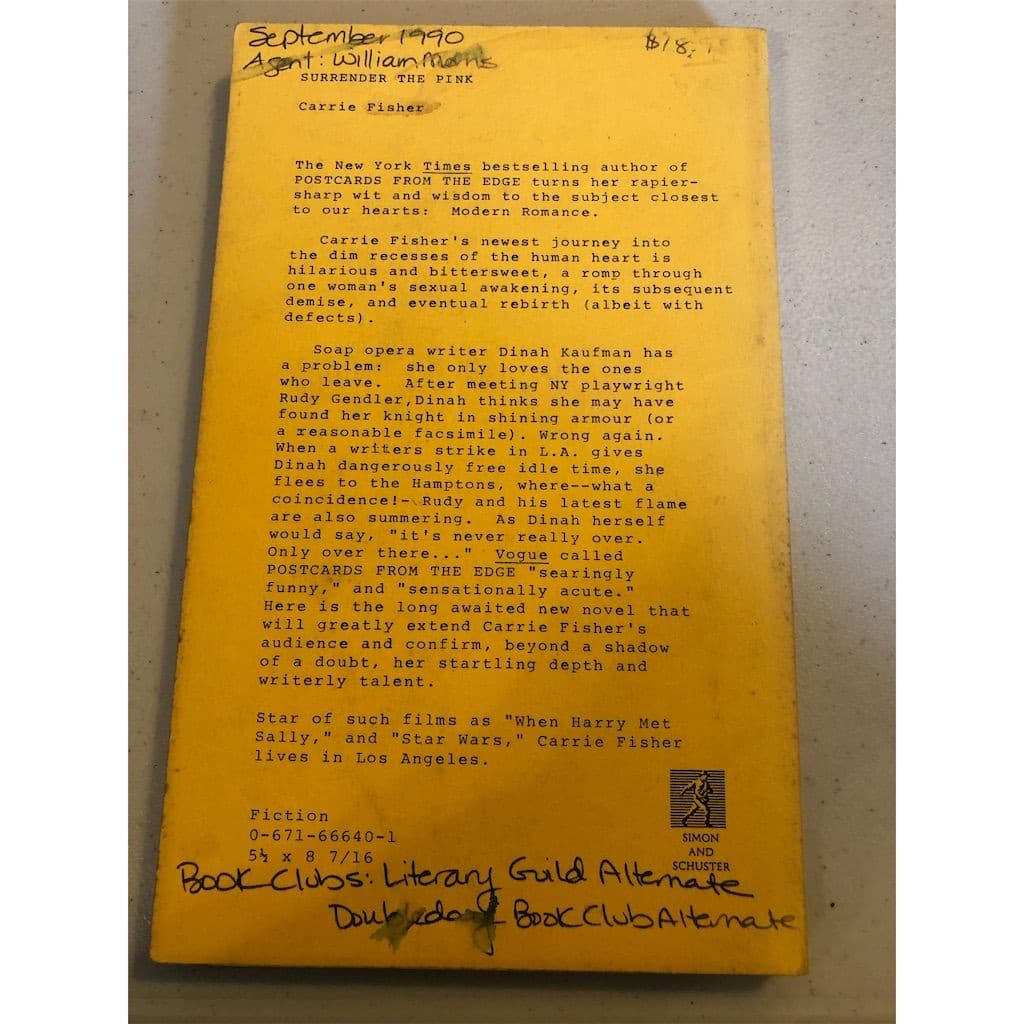 Surrender the Pink by Carrie Fisher Advance Uncorrected Proof 1990 Novel - Thumbnail 2