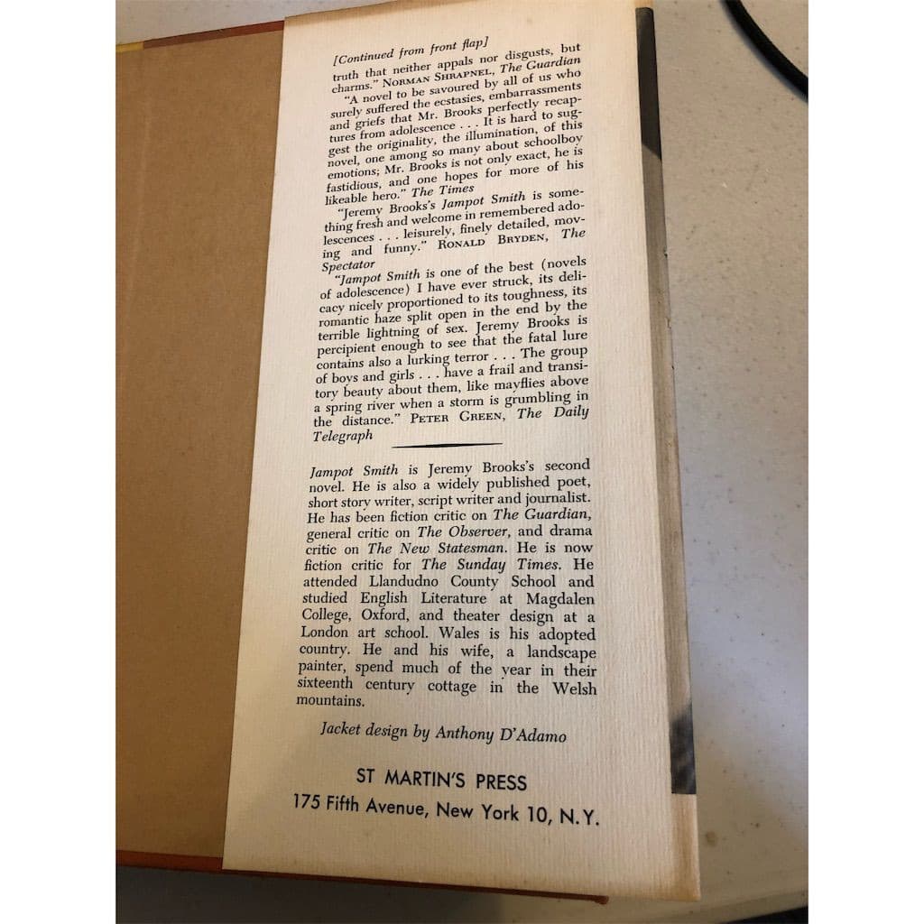 Jampot Smith: A Novel by Jeremy Brooks Hardcover Vintage Fiction - Thumbnail 5