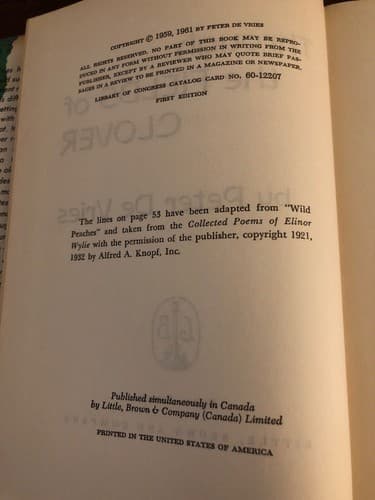 THROUGH THE FIELDS OF CLOVER [First Edition] Peter De Vries - Thumbnail 4