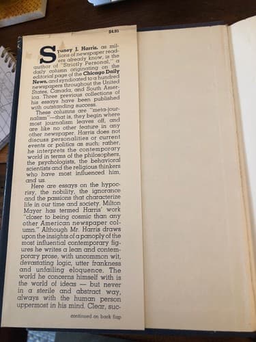 On the Contrary 1st Edition Hardcover Sydney J Harris 1964 - Thumbnail 2