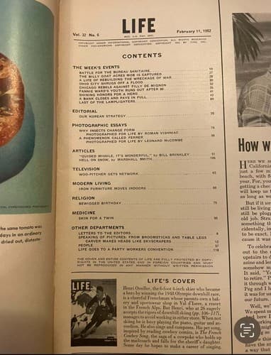 LIFE magazine February 11, 1952 Henri Oreiller Olympic champion skier, wreckage - Thumbnail 3