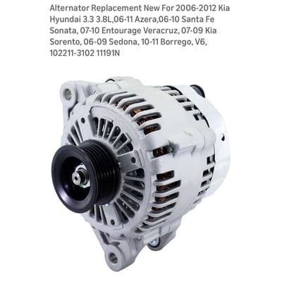 Alternator for 2006-2012 Kia Hyundai 3.3L 3.8L V6 11191N 102211-3102 37300-3C120 - Image 1