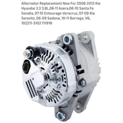 Alternator for 2006-2012 Kia Hyundai 3.3L 3.8L V6 11191N 102211-3102 37300-3C120 - Thumbnail 2