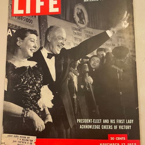 LIFE magazine November 17 1952 president-elect Eisenhower and his first lady dur - Image 1