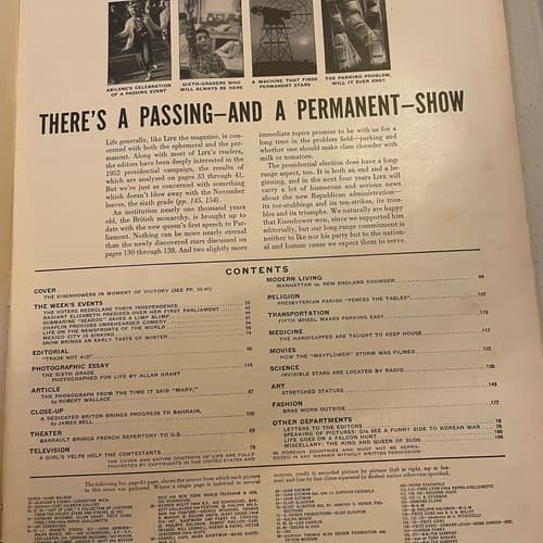 LIFE magazine November 17 1952 president-elect Eisenhower and his first lady dur - Thumbnail 3