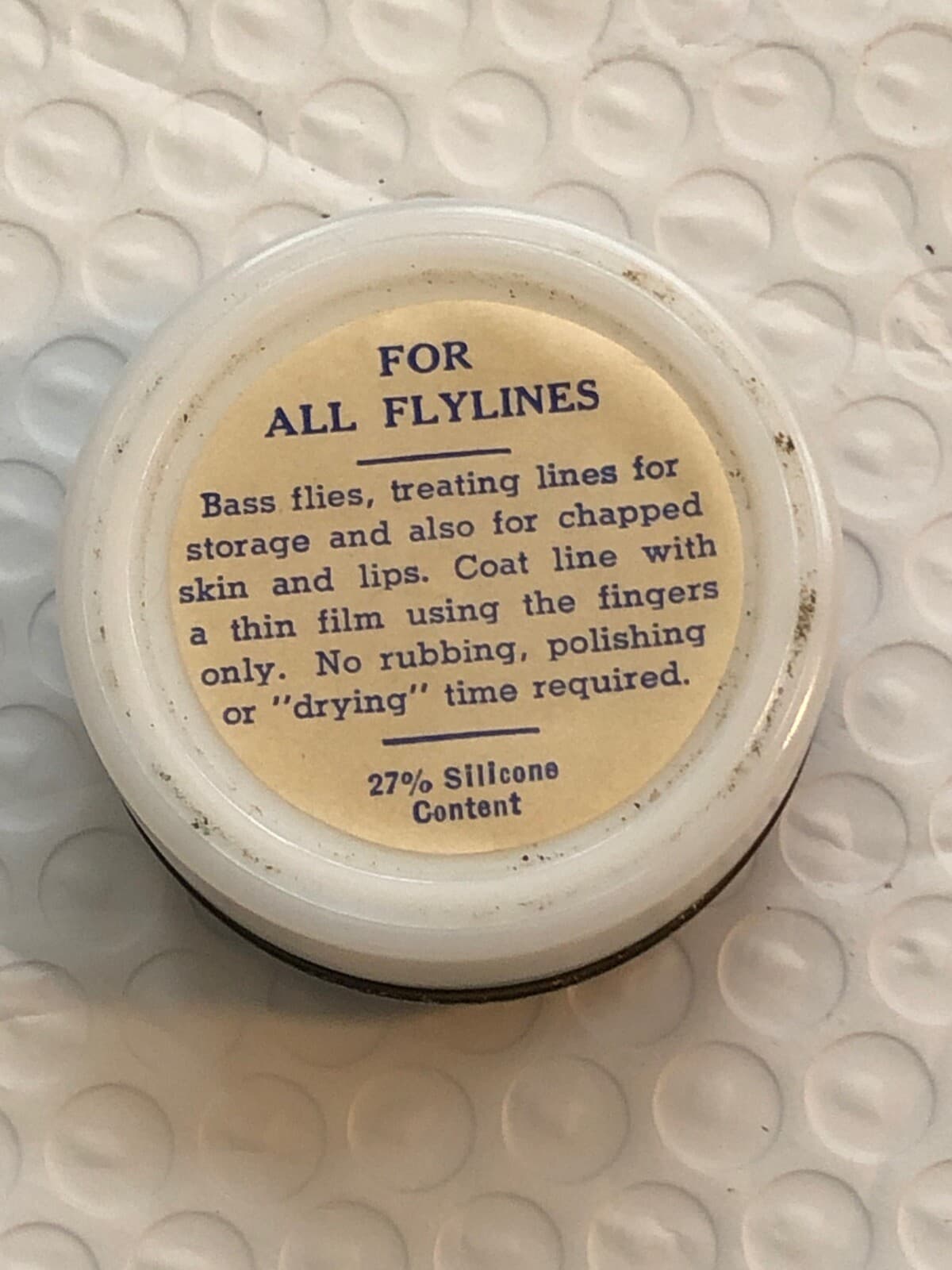 Full Jar Unused Vintage White Milk Glass Jar of Silicote Line Dressing - Thumbnail 3