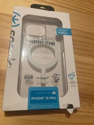 Speck Presidio Perfect-Clear iPhone 13 Pro Case MagSafe Clear 5G 13FT Microban - Image 1