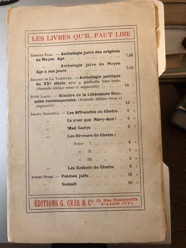 Anthologie juive -des origines à nos jours (édition intégrale) 1924 Loose Cover - Thumbnail 2