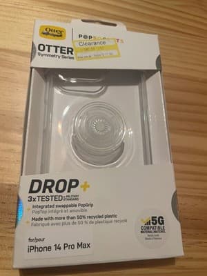 OtterBox Drop+ Symmetry Series Case iPhone 14 Pro Max Clear Integrated PopGrip - Image 1