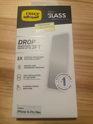 OtterBox Alpha Glass Screen Protector iPhone 14 Pro Max 9H Smudge Resistant - Image 1