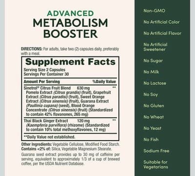 Nature's Bounty Advanced Metabolism Booster 60 Capsules Dietary Supplement - Thumbnail 3