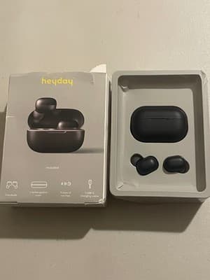 Heyday True Wireless Earbuds Bluetooth 5.2 Black Case USB-C Compact - Image 1