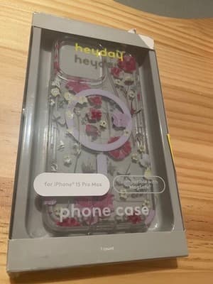 heyday Phone Case iPhone 15 Pro Max MagSafe Clear Pink Floral Protective Slim - Image 1