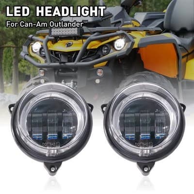 Can-Am Outlander G2 LED Headlight Pair 12V Halo Ring Front Lights 2012-2022 - Image 1
