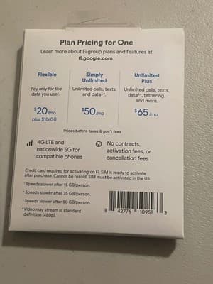 Lot of 2 Google Fi SIM Activation Kit New Sealed Includes $10 Credit US Ready - Thumbnail 2
