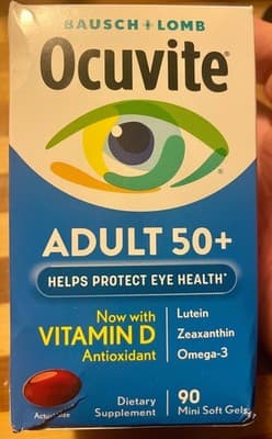 Bausch + Lomb Ocuvite Adult 50+ 90 Mini Soft Gels Eye Health Vitamin D Lutein - Image 1