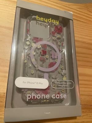 Heyday Phone Case iPhone 15 Pro MagSafe Compatible Clear Pink Floral Protective - Image 1