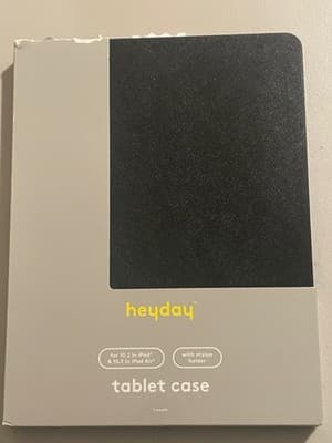 heyday Tablet Case 10.2 10.5 Black Faux Leather Stylus Holder Any-Angle Stand - Image 1